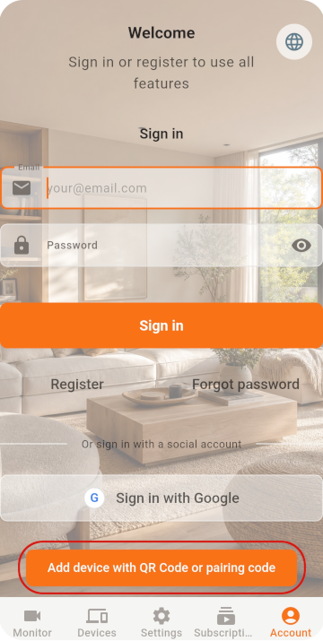 Scan the QR code with the Monitor