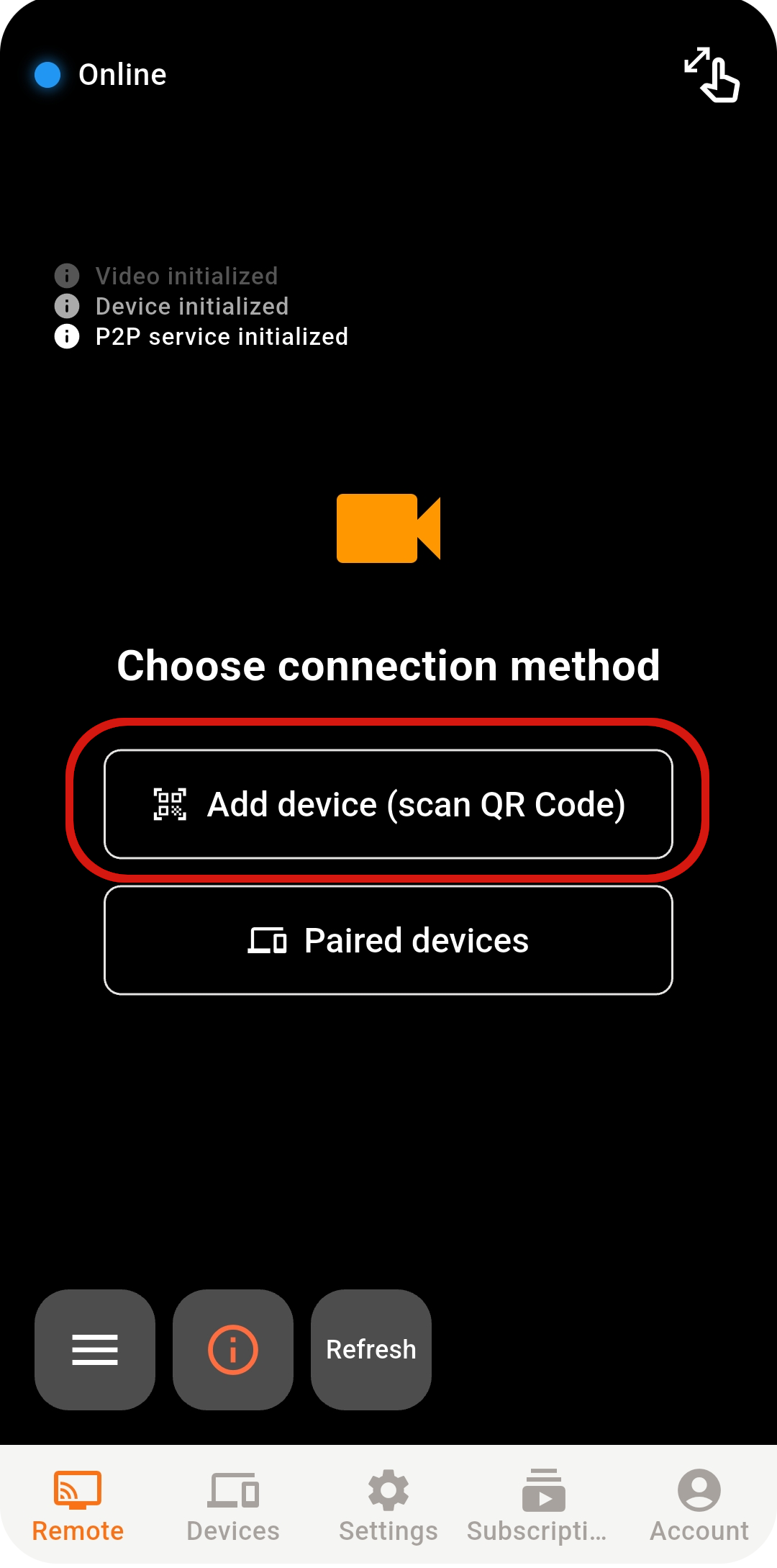 Show the pairing QR code